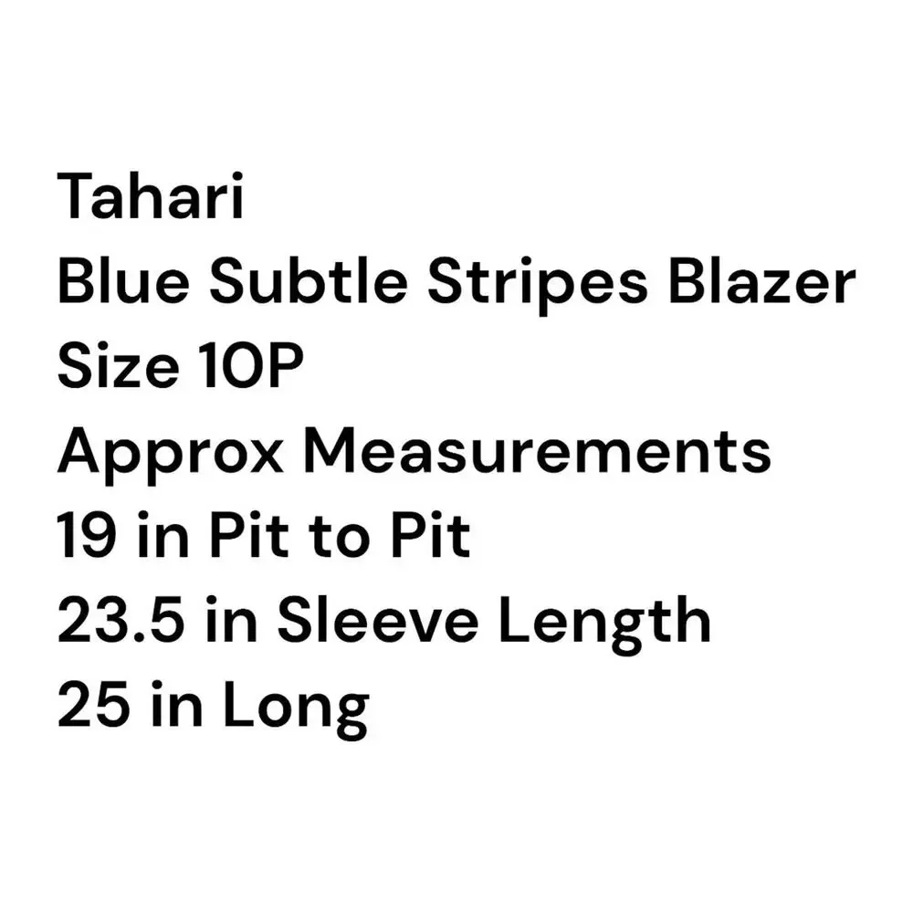 Tahari‎ Navy Blue Subtle Stripe Blazer Jacket Women's Sz 10P Pockets Career